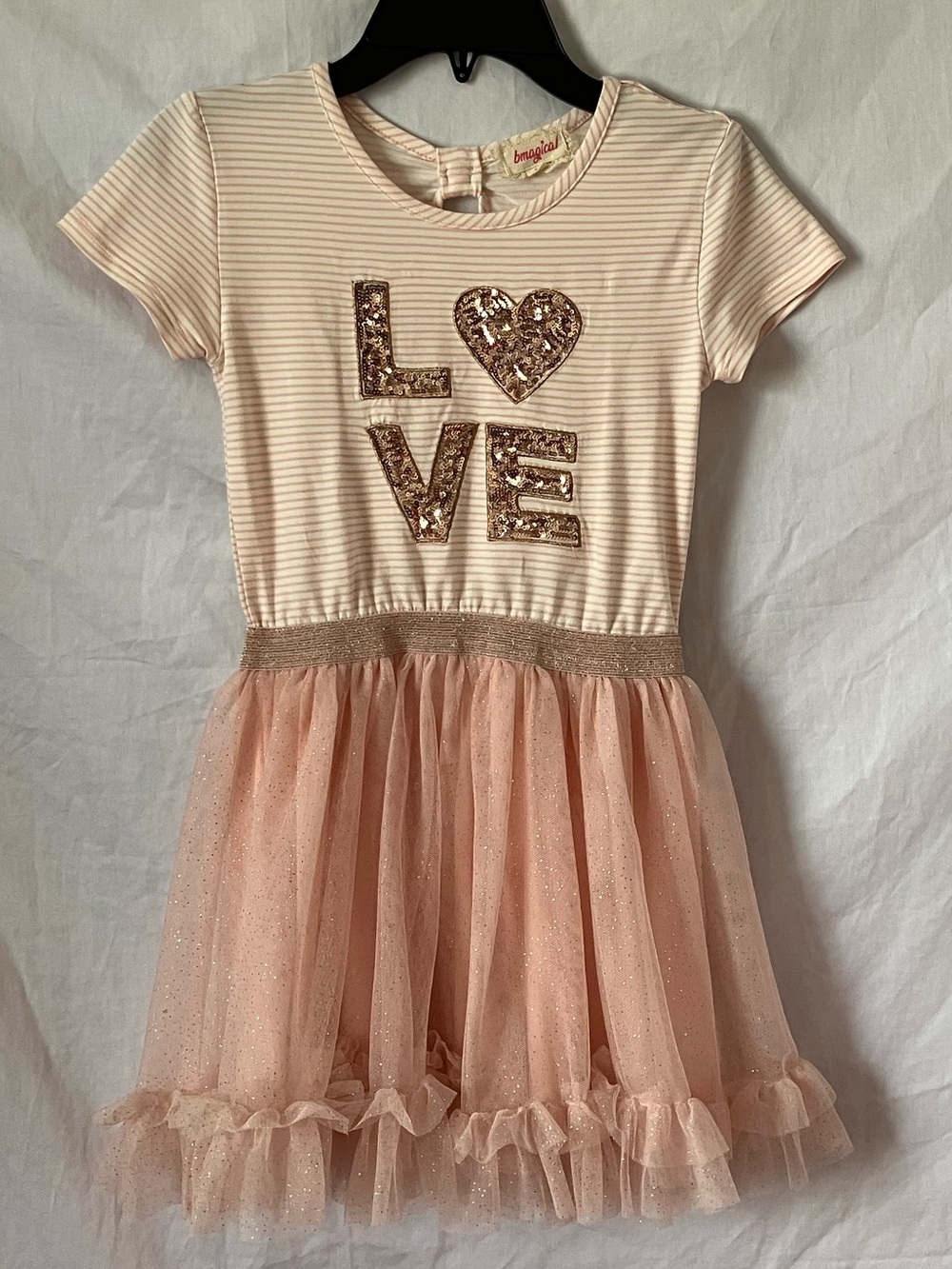 bmagical Girls Love Heart Sequin Tulle Tutu Dress Size 7